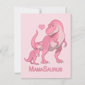 Faire-part MamaSaurus T-Rex et bébé fille Dinosaures (Devant)
