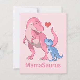 Faire-part MamaSaurus T-Rex et bébé garçon Dinosaures
