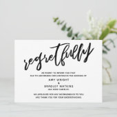 Faire-part manuscrit de mariage annulé avec regret (Debout devant)