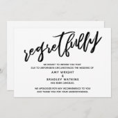Faire-part manuscrit de mariage annulé avec regret (Devant / Derrière)