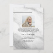 Faire-part Marbre blanc moderne empilé Texte de la photo de g (Dos)