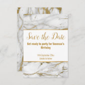 FAIRE-PART MARBRE INSPIRÉ OR BLANC SAUVER LA DATE (Devant / Derrière)