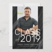 Faire-part Marbre noir moderne Stacked Texte Graduation Photo (Devant)