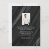 Faire-part Marbre noir moderne Stacked Texte Graduation Photo (Dos)