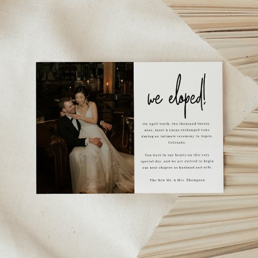 Faire-part Mariage à l'Étranger Photo Minimaliste Script