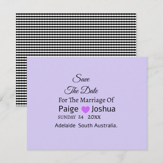 Faire-part Mariage à typographie moderne Twist de lavande  (Devant / Derrière)