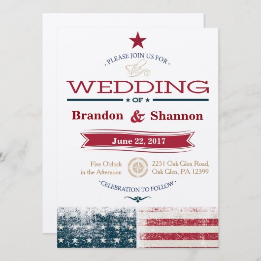 Faire-part Mariage Americana 5,5 x 7,5 (Devant / Derrière)