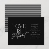 Faire-part Mariage Amour Script Noir Blanc Changement de Date (Devant / Derrière)