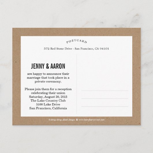 Faire-part Mariage amusant et ludique - Artisanat (Dos)