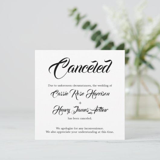 Faire-part Mariage annulé blanc (Debout devant)