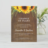 Faire-part Mariage Annulé ou reporté Tournesol rustique (Debout devant)