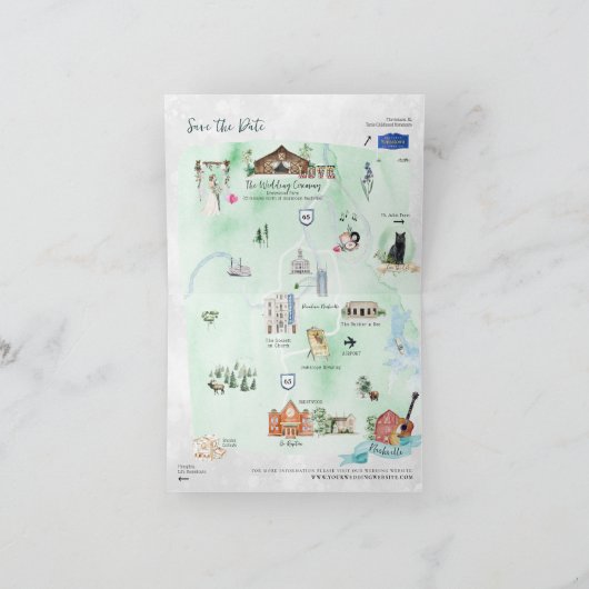 Faire-part Mariage aquarelle Enregistrer la date | Nashville (Intérieur)