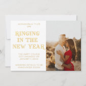 Faire-part Mariage Art Déco Moderne Photo Nouvel An Fiançaill (Devant)