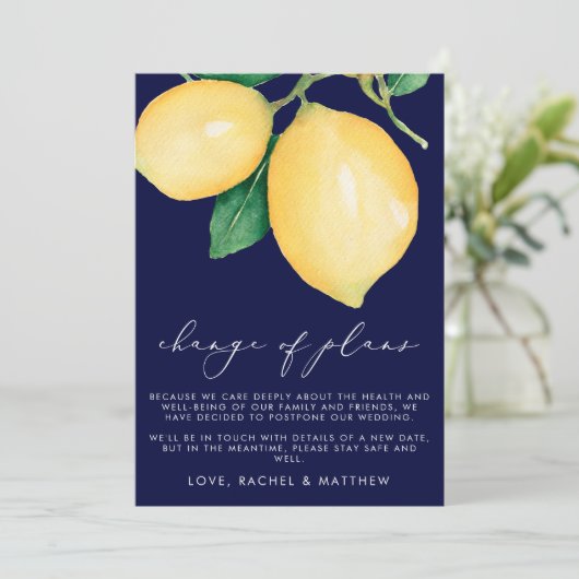 Faire-part Mariage aux citrons à l'aquarelle : changement de  (Debout devant)