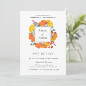 Faire-part Mariage aux feuilles de Ginkgo qui tombent (Debout devant)