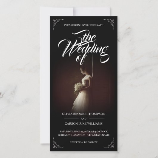 faire-part mariage avec épouse debout - Classique (Devant)