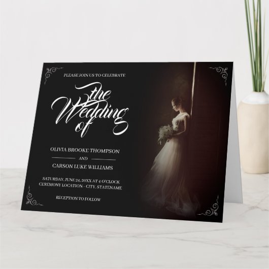 faire-part mariage avec épouse debout - Classique (Devant)