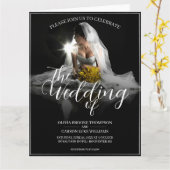 Faire-part mariage avec mariée assise - Classique (Fleur jaune)