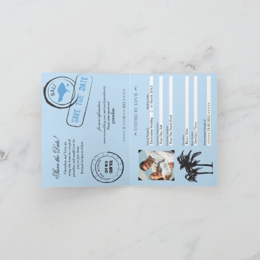 Faire-part Mariage Bali Passeport Enregistrer la date (Intérieur)