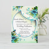 Faire-part Mariage bleu-jaune lavande (Debout devant)