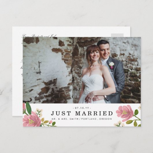 Faire-part Mariage Blush Bouquet (Devant / Derrière)