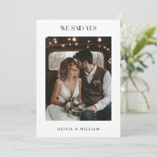 Faire-part Mariage Bohème Rustique "Nous avons dit oui" Photo (Debout devant)