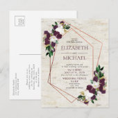 Faire-part Mariage carte postale géométrique cuivre rustique  (Devant / Derrière)