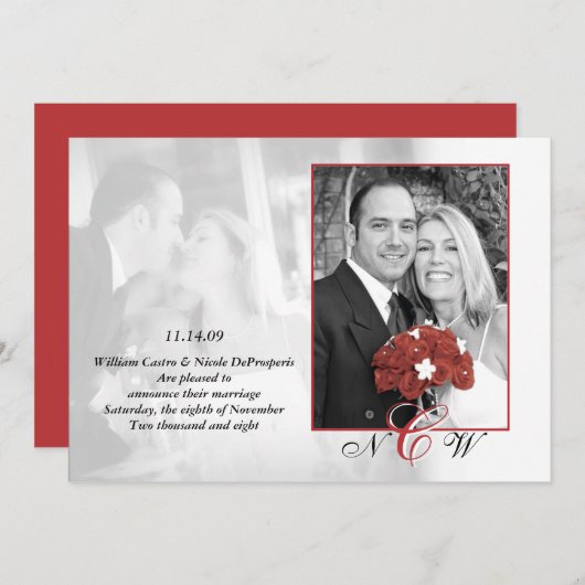 Faire-part Mariage classique (Devant / Derrière)