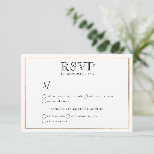 Faire-part Mariage classique RSVP Stylish|Gold Frame (Debout devant)