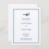 Faire-part mariage coquillage bleu enregistrer la  (Devant / Derrière)