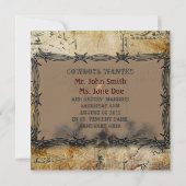 Faire-part mariage country western fil de fer barbelé (Dos)