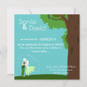 Faire-part mariage couple d'elfes cœur forêt (Dos)