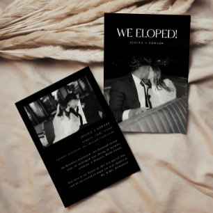 Faire-part Mariage Couple Elopement Moderne Noir 2-Photos
