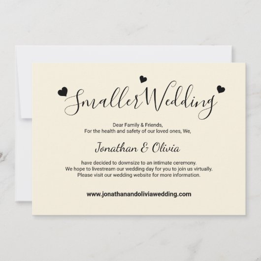 Faire-part Mariage Crème Ivoire Plus Petit Réaménagement de M (Devant)