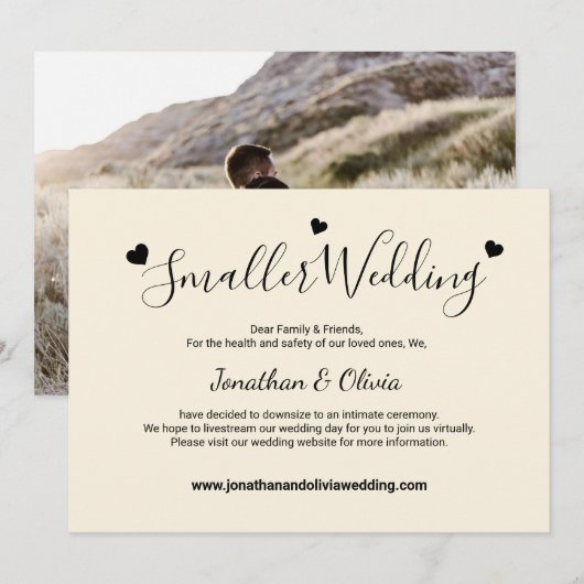 Faire-part Mariage Crème Ivoire Plus Petit Réduction De Maria (Devant / Derrière)