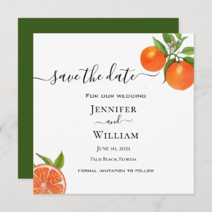 Faire-part mariage d'agrumes orange aquarelle