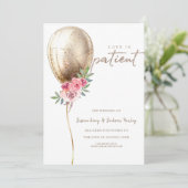 Faire-part Mariage Date Différente Luxe Ballon Beige (Debout devant)