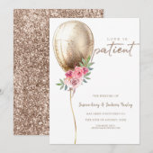 Faire-part Mariage Date Différente Luxe Ballon Beige (Devant / Derrière)