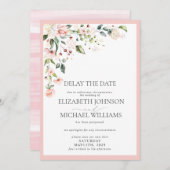 Faire-part Mariage Date report Pink Floral Aquarelle (Devant / Derrière)