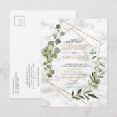 Faire-part Mariage de carte postale en marbre de cuivre géomé (Devant / Derrière)