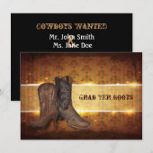 Faire-part mariage de cow-boy occidental en détresse (Devant / Derrière)