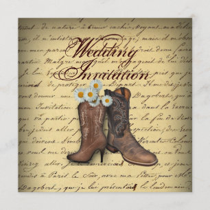 Faire-part mariage de cow-boy western vintage