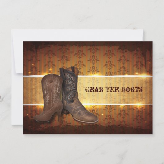 Faire-part mariage de cowboy en détresse dans l'ouest (Devant)