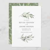 Faire-part Mariage de feuillage minime d'olivier moderne (Devant / Derrière)