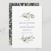 Faire-part Mariage de feuillage minime d'olivier moderne (Devant / Derrière)