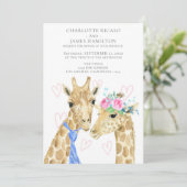 Faire-part Mariage de girafe des mariés (Debout devant)