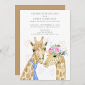 Faire-part Mariage de girafe des mariés (Devant / Derrière)