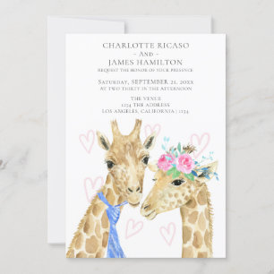 Faire-part Mariage de girafe mariée et marié