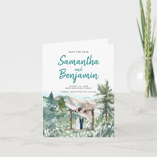 Faire-part Mariage de la chronologie de l'aquarelle Enregistr (Devant)