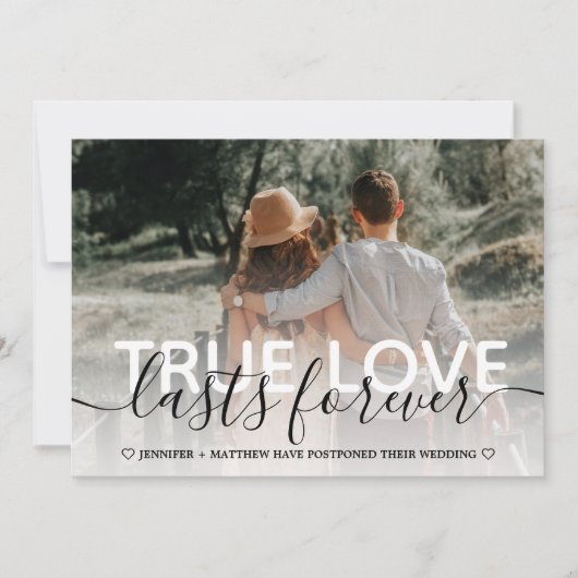 Faire-part Mariage de l'Amour Vrai Reporté Typographie (Devant)